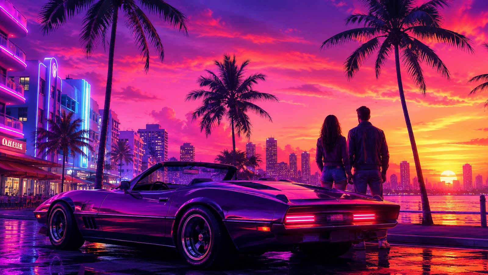 Neon Vice City sunset